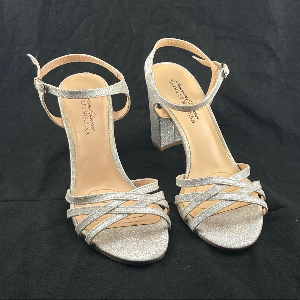 Badgley Mischka Glittering Silver Strappy Heels